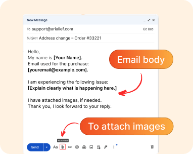 Screenshot showing email body